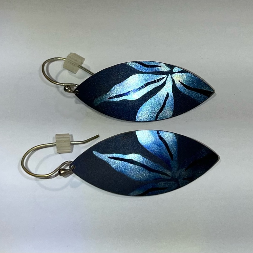 Holly Yashi Blue Floral Marquise Dangle Earrings